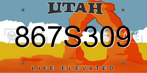 867S309 Utah License Plate