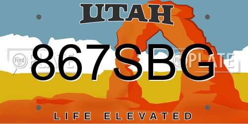 867SBG Utah License Plate