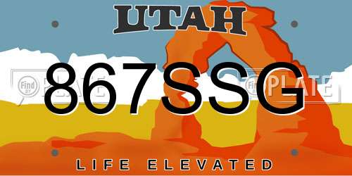 867SSG Utah License Plate