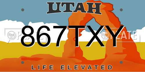 867TXY Utah License Plate