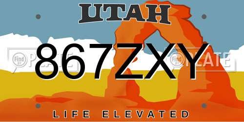 867ZXY Utah License Plate