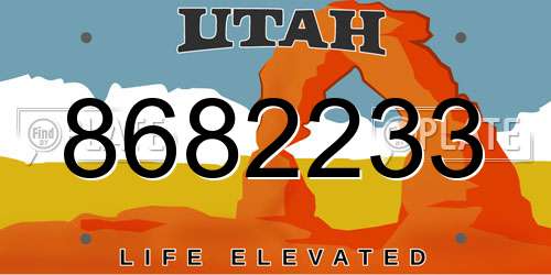 8682233 Utah License Plate