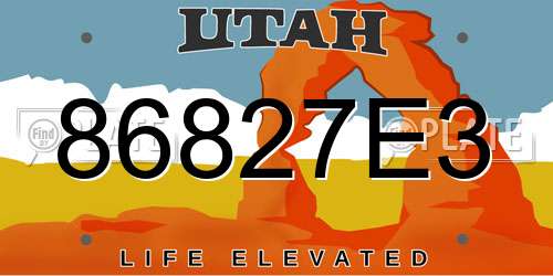86827E3 Utah License Plate