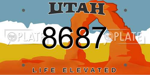 8687 Utah License Plate