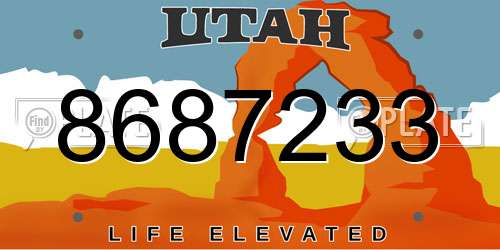 8687233 Utah License Plate