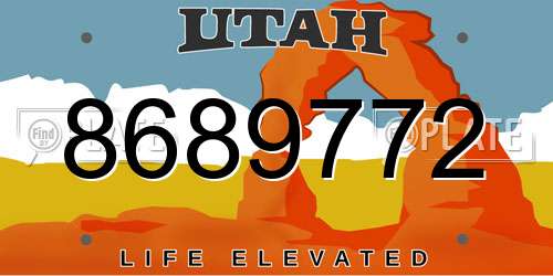 8689772 Utah License Plate