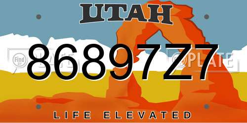 86897Z7 Utah License Plate