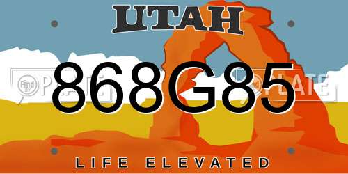 868G85 Utah License Plate