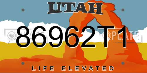 86962T1 Utah License Plate