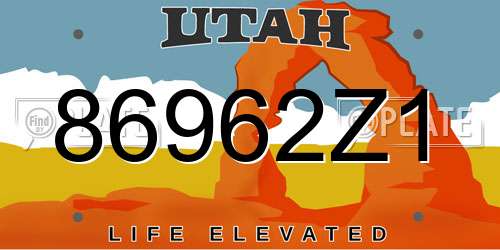 86962Z1 Utah License Plate
