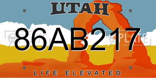 86AB217 Utah License Plate