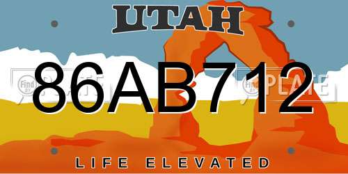 86AB712 Utah License Plate