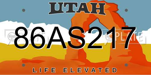 86AS217 Utah License Plate