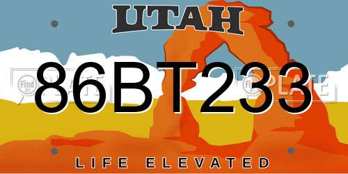 86BT233 Utah License Plate