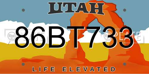 86BT733 Utah License Plate