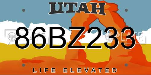 86BZ233 Utah License Plate