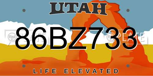 86BZ733 Utah License Plate