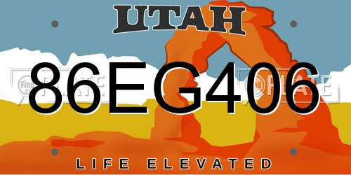 86EG406 Utah License Plate