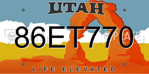86ET770 Utah License Plate