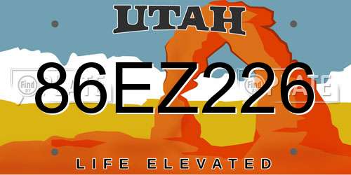 86EZ226 Utah License Plate
