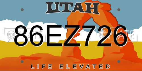 86EZ726 Utah License Plate