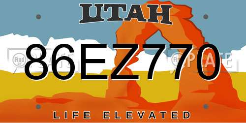 86EZ770 Utah License Plate