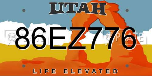 86EZ776 Utah License Plate