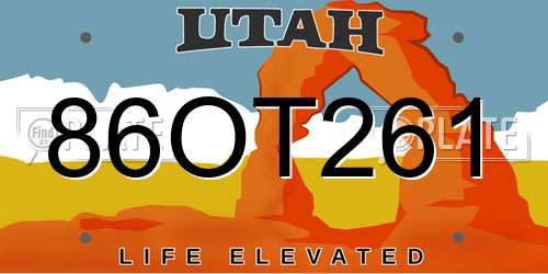 86OT261 Utah License Plate