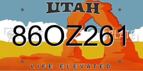 86OZ261 Utah License Plate