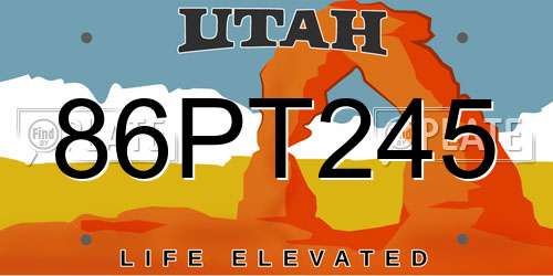 86PT245 Utah License Plate