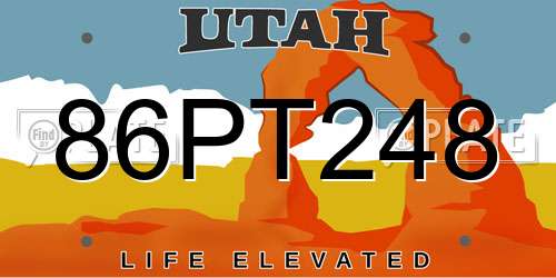 86PT248 Utah License Plate