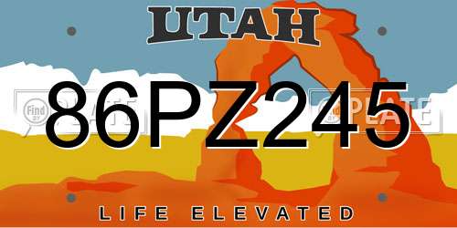 86PZ245 Utah License Plate