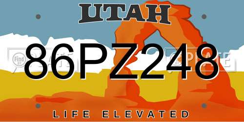86PZ248 Utah License Plate