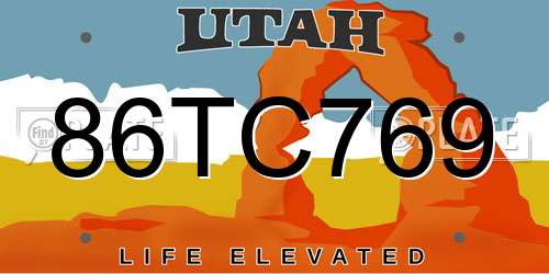 86TC769 Utah License Plate