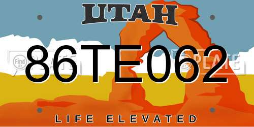 86TE062 Utah License Plate