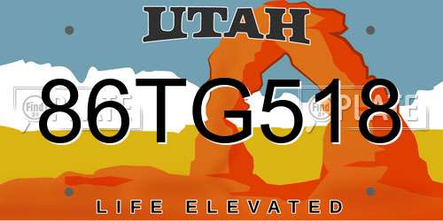 86TG518 Utah License Plate