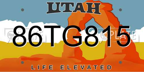 86TG815 Utah License Plate