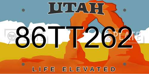 86TT262 Utah License Plate