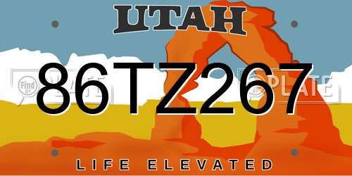 86TZ267 Utah License Plate
