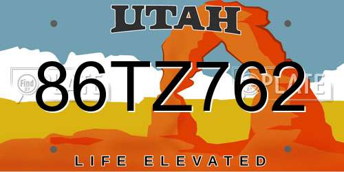86TZ762 Utah License Plate