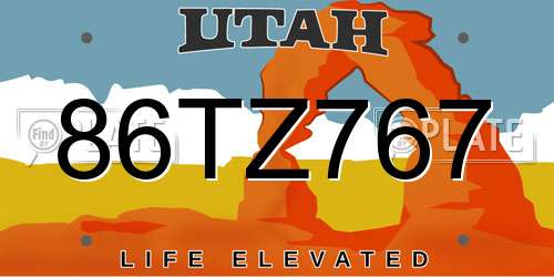 86TZ767 Utah License Plate