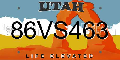 86VS463 Utah License Plate