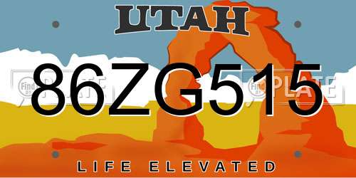 86ZG515 Utah License Plate