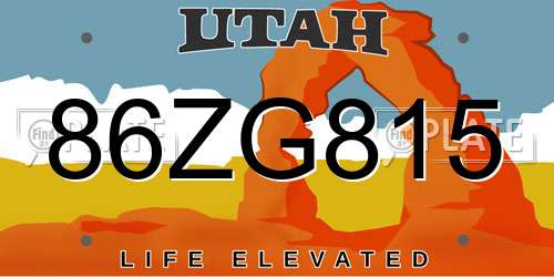 86ZG815 Utah License Plate