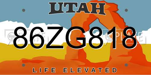 86ZG818 Utah License Plate