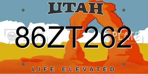 86ZT262 Utah License Plate