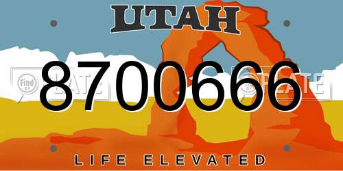 8700666 Utah License Plate
