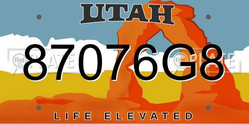 87076G8 Utah License Plate