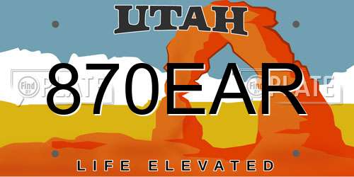 870EAR Utah License Plate