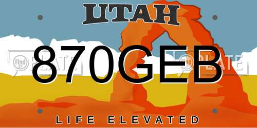 870GEB Utah License Plate